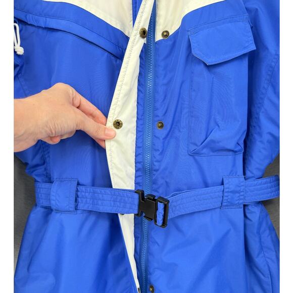 Columbia Women's Blue Retro 1/2 Zip Belted Ski Snowboard Snow Bib Snowsuit - Picture 4 of 12